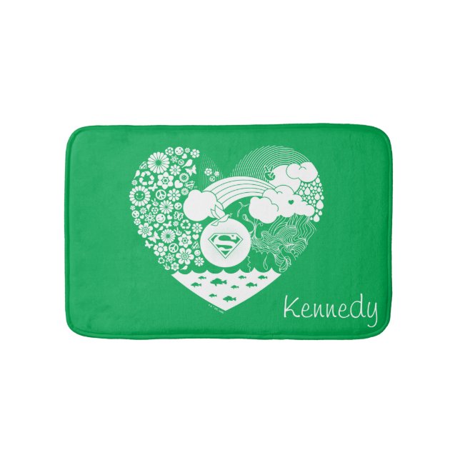 Supergirl Blommigt Peace Heart Graphic Badrumsmatta (Framsidan)