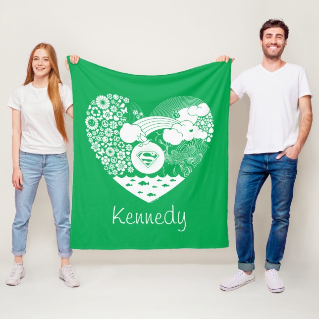 Supergirl Blommigt Peace Heart Graphic Fleecefilt (På plats)