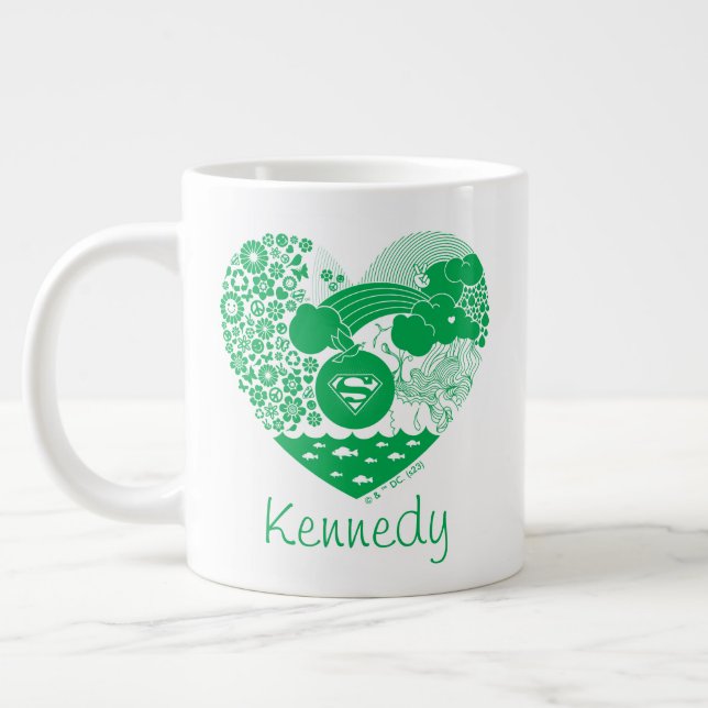 Supergirl Blommigt Peace Heart Graphic Jumbo Mugg (Vänster)