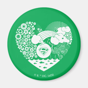Supergirl Blommigt Peace Heart Graphic Magnet