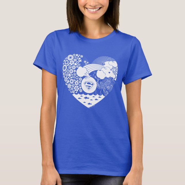 Supergirl Blommigt Peace Heart Graphic T Shirt (Framsida)