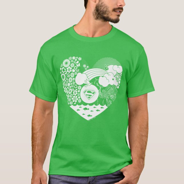 Supergirl Blommigt Peace Heart Graphic T Shirt (Framsida)