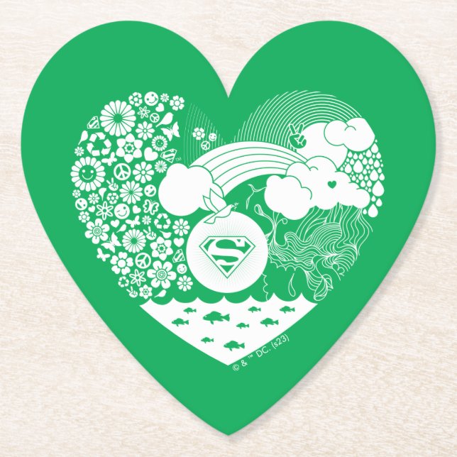 Supergirl Blommigt Peace Heart Graphic Underlägg Papper (Framsida)