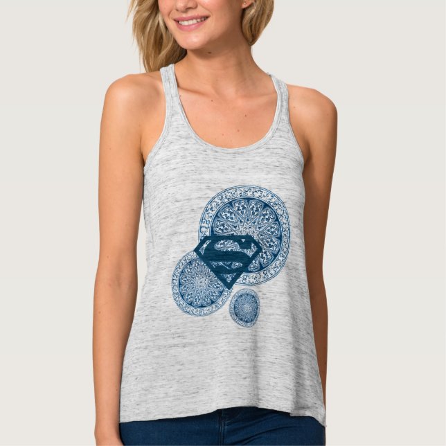 Supergirl Blue Circle Design Linne Med Racerback (Framsida)