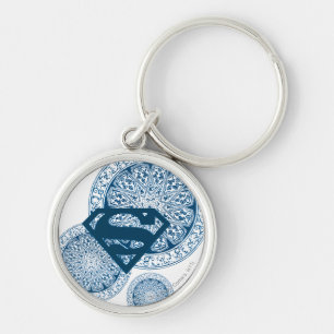 Supergirl Blue Circle Design Rund Silverfärgad Nyckelring