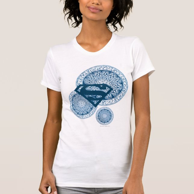 Supergirl Blue Circle Design Tee Shirt (Framsida)
