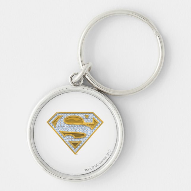Supergirl Blue Jewels Rund Silverfärgad Nyckelring (Framsidan)