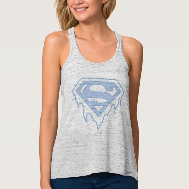 Supergirl Blue Logotyp Linne Med Racerback (Framsida)