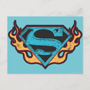 Supergirl Blue Logotyp med Flames Vykort