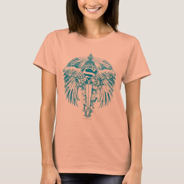 Supergirl Blue Vingar T Shirt (Framsida)