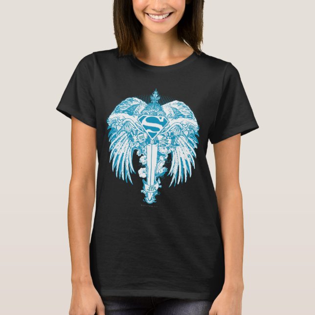 Supergirl Blue Vingar Tee Shirt (Framsida)