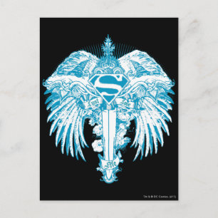Supergirl Blue Vingar Vykort