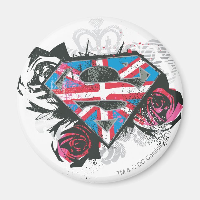 Supergirl British Flagga och Ro Magnet (Framsidan)