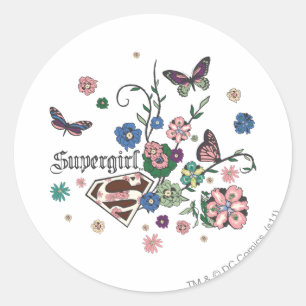 Supergirl Butterflies Runt Klistermärke