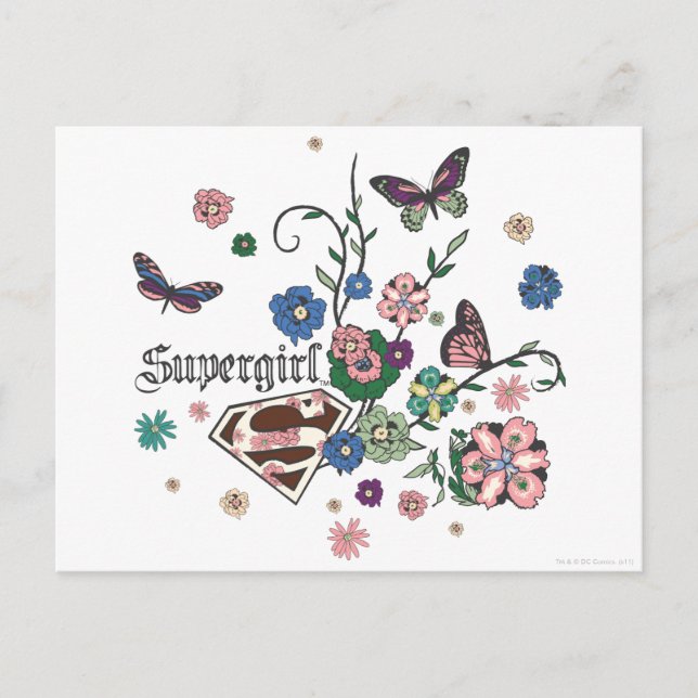 Supergirl Butterflies Vykort (Framsida)