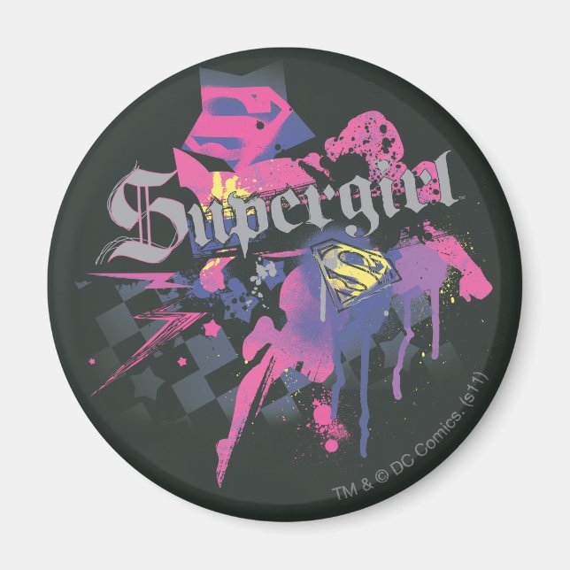 Supergirl Checkered Splatter Magnet (Framsidan)