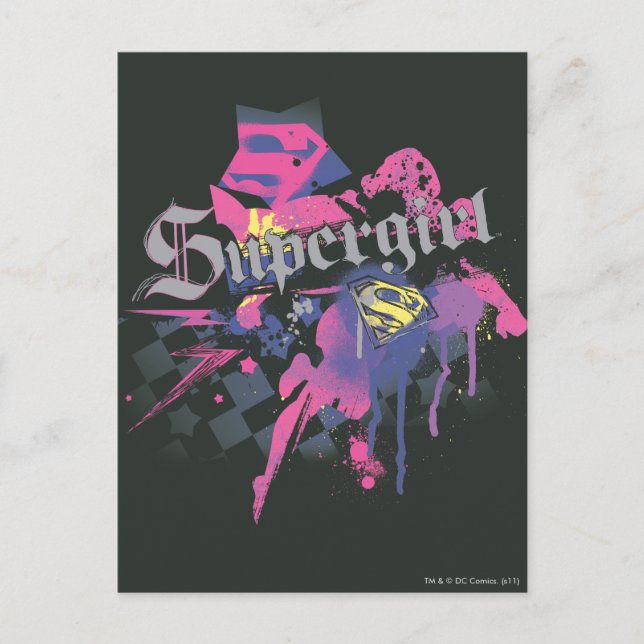 Supergirl Checkered Splatter Vykort (Framsida)