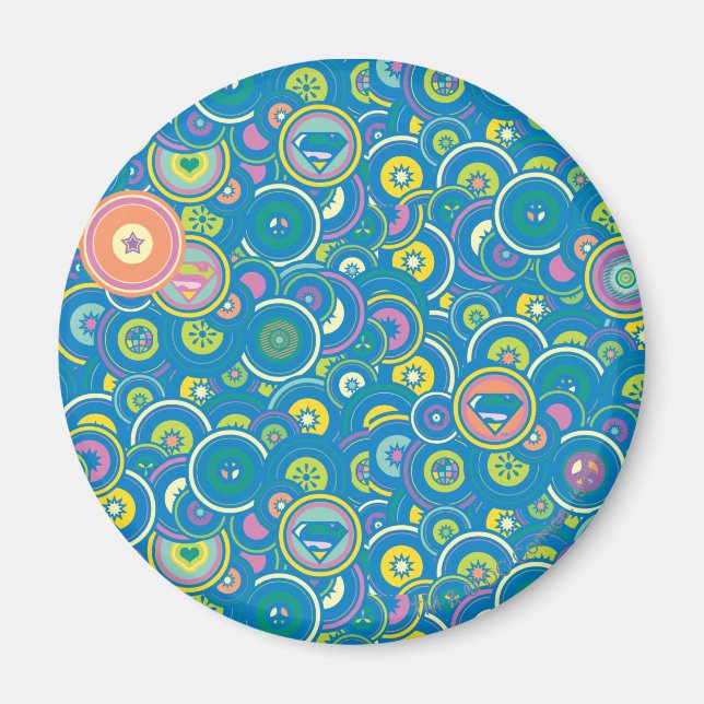 Supergirl Circle Blue Mönster Magnet (Framsidan)