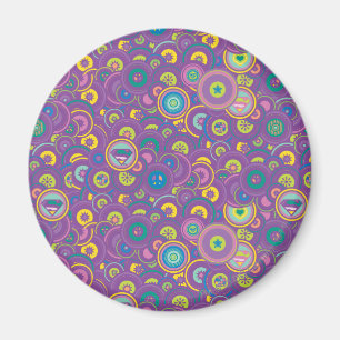 Supergirl Circle Lila Mönster Magnet