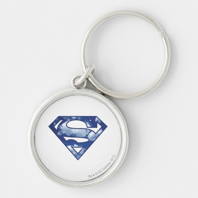 Supergirl Cloud Logotyp Rund Silverfärgad Nyckelring (Framsidan)