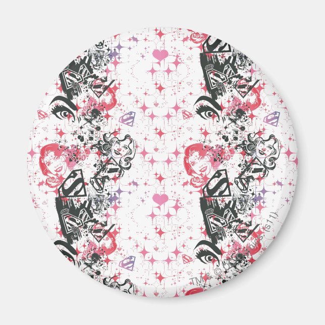 Supergirl Collage Mönster Magnet (Framsidan)