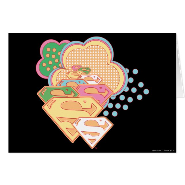 Supergirl Colorful Cloud Logotyp Hälsningskort (Framsidan Horizontal)