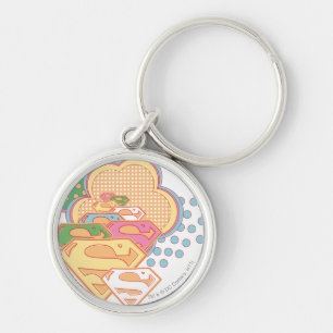 Supergirl Colorful Cloud Logotyp Rund Silverfärgad Nyckelring