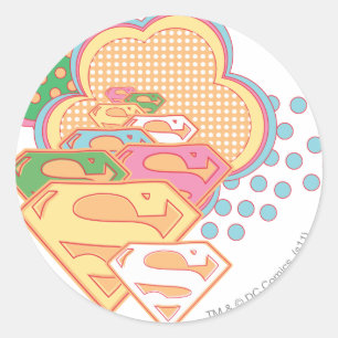 Supergirl Colorful Cloud Logotyp Runt Klistermärke