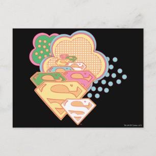 Supergirl Colorful Cloud Logotyp Vykort