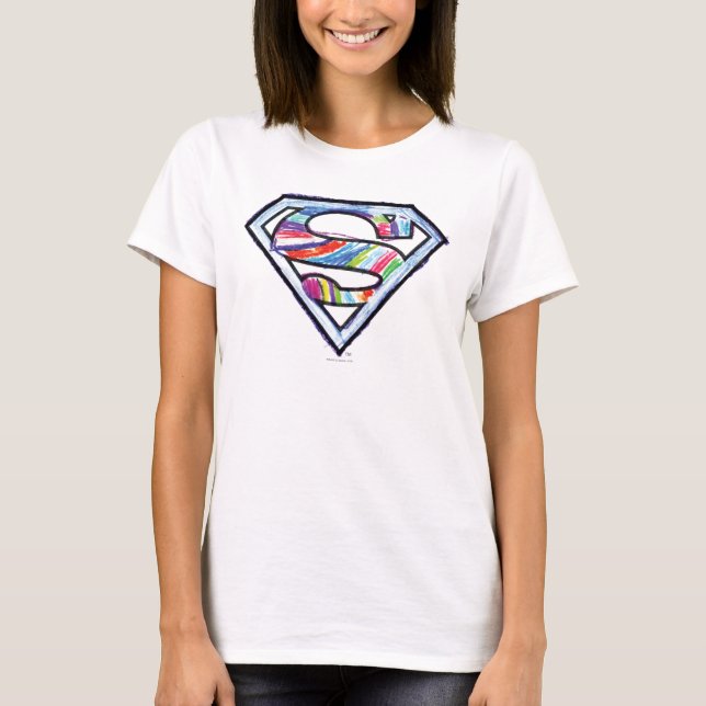Supergirl Colorful Sketch Logotyp Tröja (Framsida)