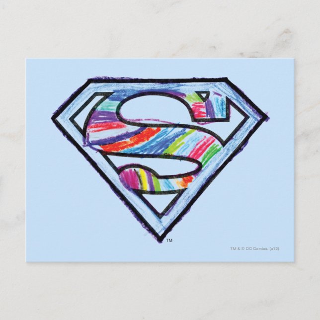 Supergirl Colorful Sketch Logotyp Vykort (Framsida)