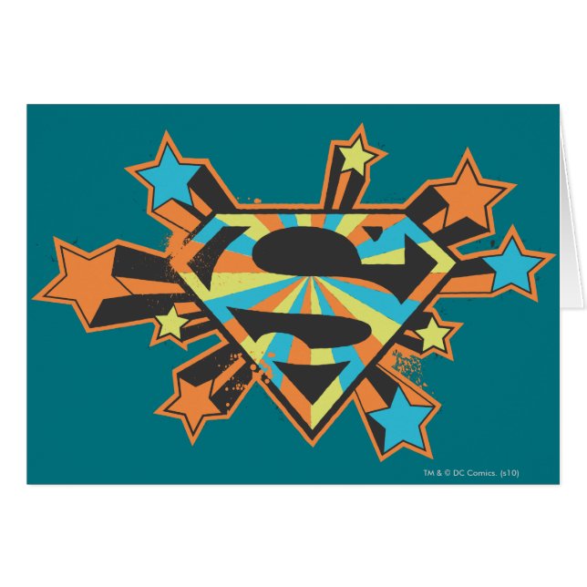 Supergirl Colorful Stars Logotyp Hälsningskort (Framsidan Horizontal)
