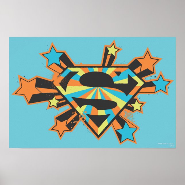 Supergirl Colorful Stars Logotyp Poster (Framsidan)