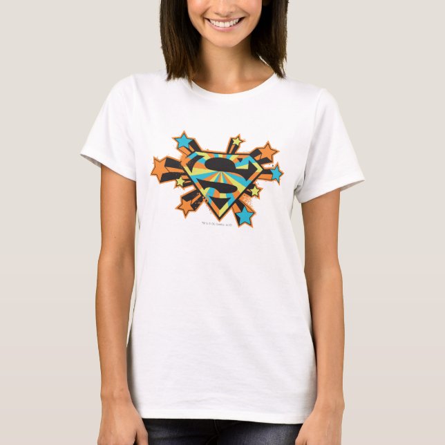 Supergirl Colorful Stars Logotyp Tee (Framsida)