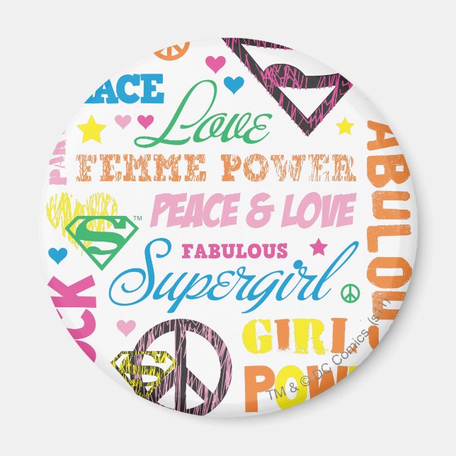 Supergirl Colorful Text Collage Magnet (Framsidan)