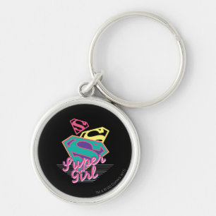 Supergirl Cursive Rund Silverfärgad Nyckelring