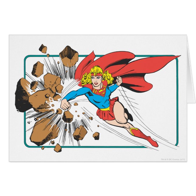 Supergirl Destroys Boulder Hälsningskort (Framsidan Horizontal)