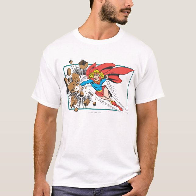 Supergirl Destroys Boulder Tee Shirt (Framsida)