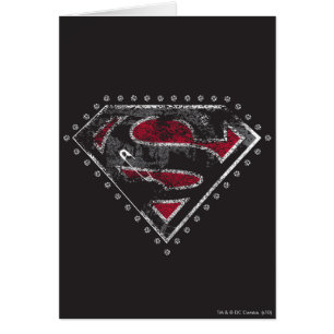 Supergirl Distress Logotyp Black och Red Hälsningskort
