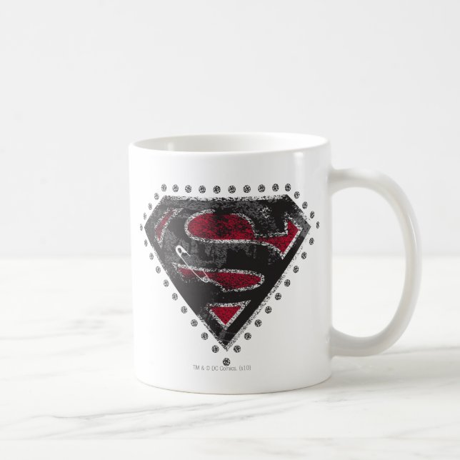 Supergirl Distress Logotyp Black och Red Kaffemugg (Höger)