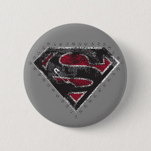 Supergirl Distress Logotyp Black och Red Knapp