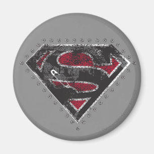 Supergirl Distress Logotyp Black och Red Magnet