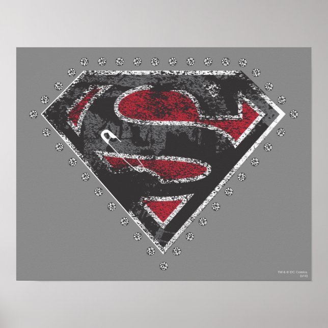 Supergirl Distress Logotyp Black och Red Poster (Framsidan)