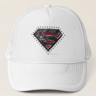 Supergirl Distress Logotyp Black och Red Truckerkeps