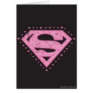 Supergirl Distress Logotyp Black och Rosa Hälsningskort