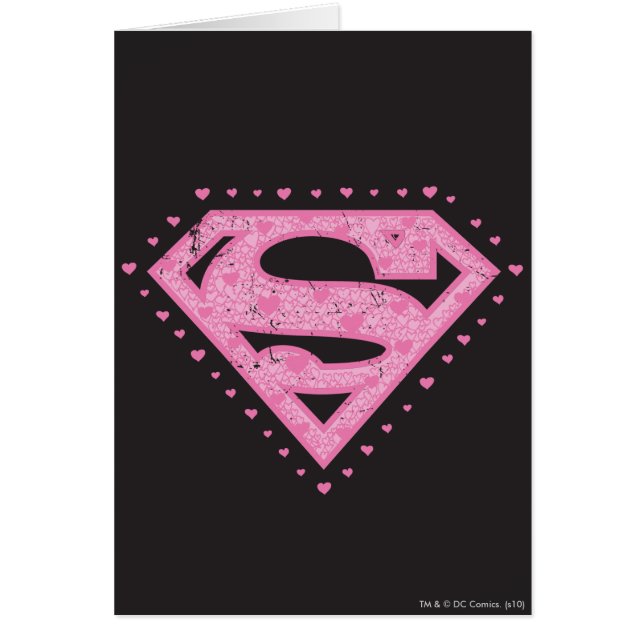 Supergirl Distress Logotyp Black och Rosa Hälsningskort (Framsidan)