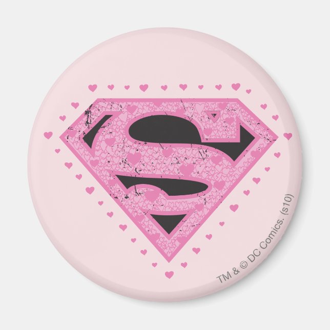 Supergirl Distress Logotyp Black och Rosa Magnet (Framsidan)