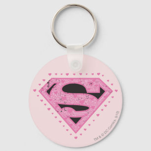 Supergirl Distress Logotyp Black och Rosa Nyckelring