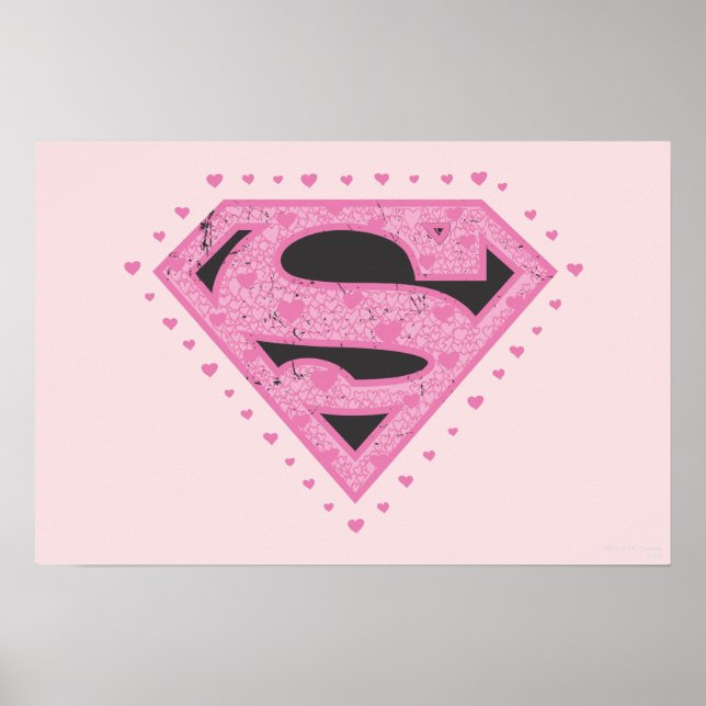 Supergirl Distress Logotyp Black och Rosa Poster (Framsidan)