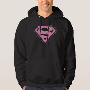 Supergirl Distress Logotyp Black och Rosa Sweatshirt Med Luva